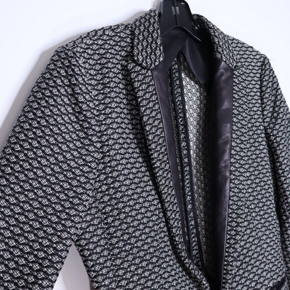 RAG & BONE Lorimer Jacquared Tuxedo Blazer Black Leather and Tweed Women's 8 - Picture 5 of 11